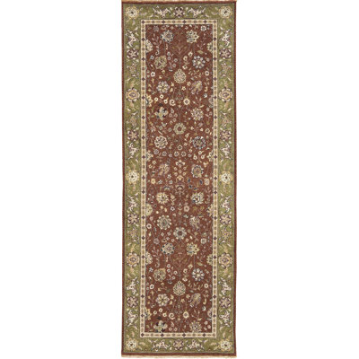 Hand Knotted Oriental Area Rug in Rust/Sage