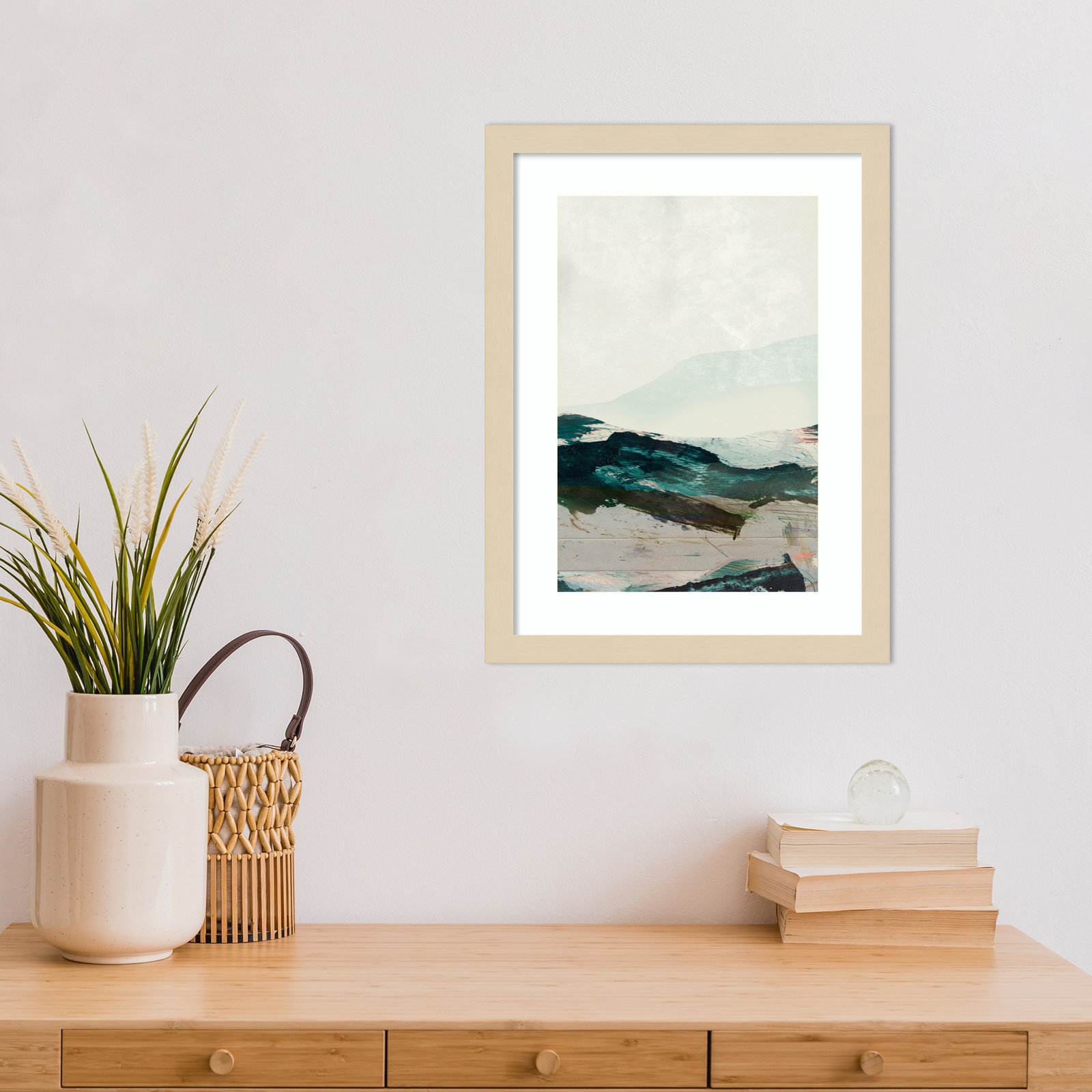 Cleve "Mountains No. 2" Print, Brown Framed, 17" H x 13" W