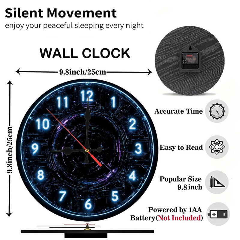Horloge futuriste avec chiffres lumineux