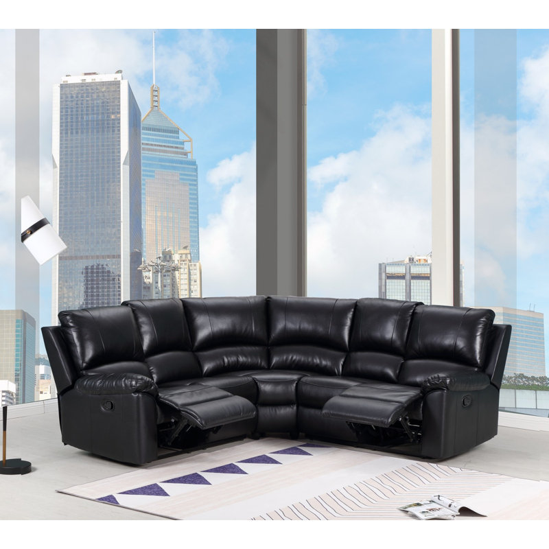 Annaira Faux Leather Reclining L-Shaped Sectional Symmetrical, Power