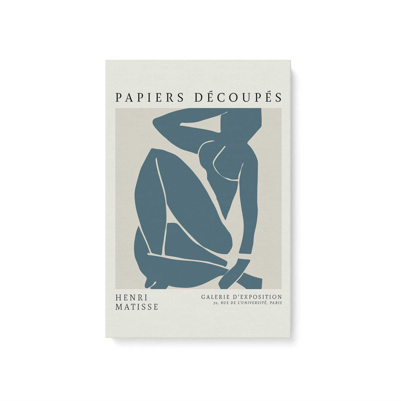 Matisse's Nude III en bleu minuit, Toile tendue, H 18 po x l 12 po x P 1,25 po