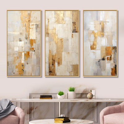 Beige And Gold Dream Collage - Abstract Shapes Wall Art - Modern Gallery Wall Set For Home Décor