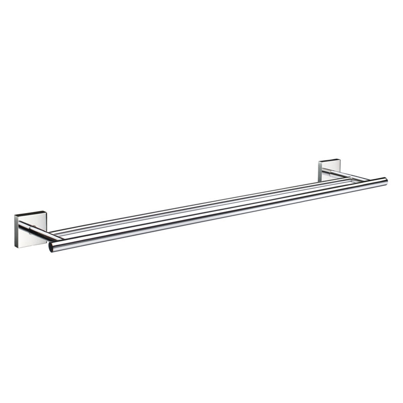 Écusson carré mural pour porte-serviettes double , Chrome poli