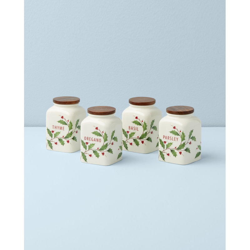 Holiday Cooking Spice Jars, Set Of 4