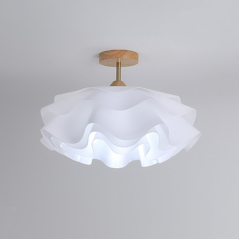 Modern  5 Tiered Wood Semi Flush Mount Ceiling Light For Bedroom