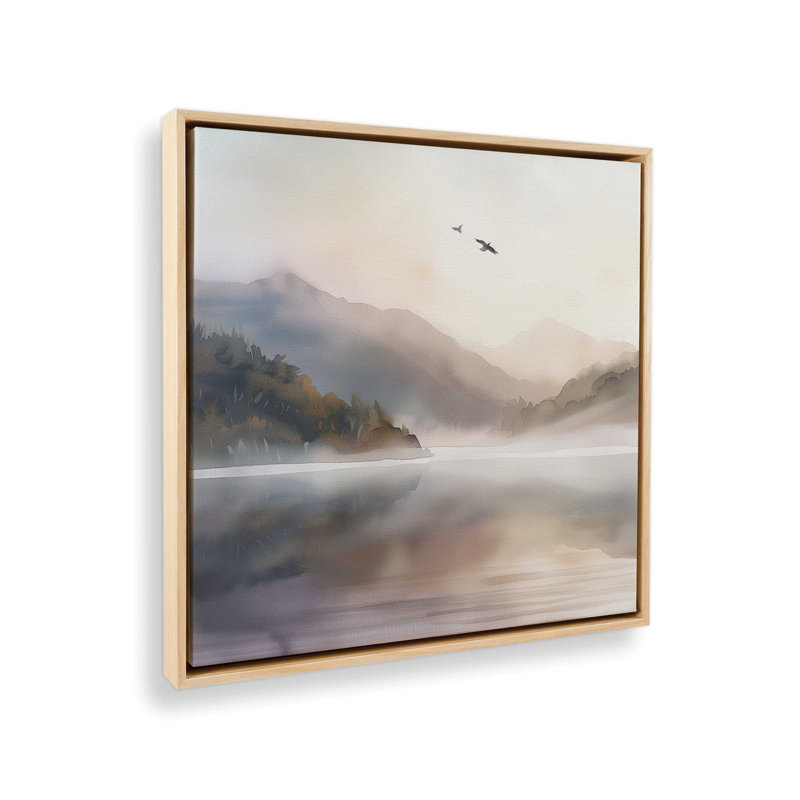 «Feathered Ballet v2», reproduction sur toile dans un cadre en chrome poli, Cadre américain en érable flottant