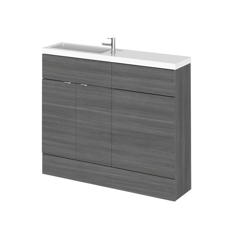 Fusion 1005mm Single Bathroom Vanity with Integrated Polymarble Basin, Anthracite Woodgrain