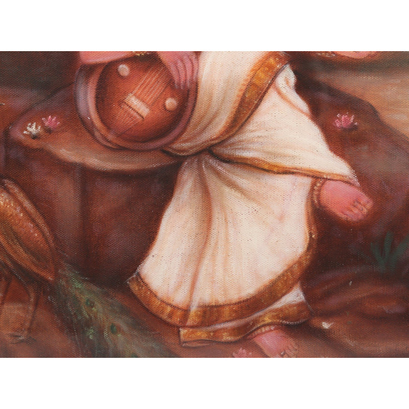 Devi Saraswati | Peinture à l'huile sur toile encadrée