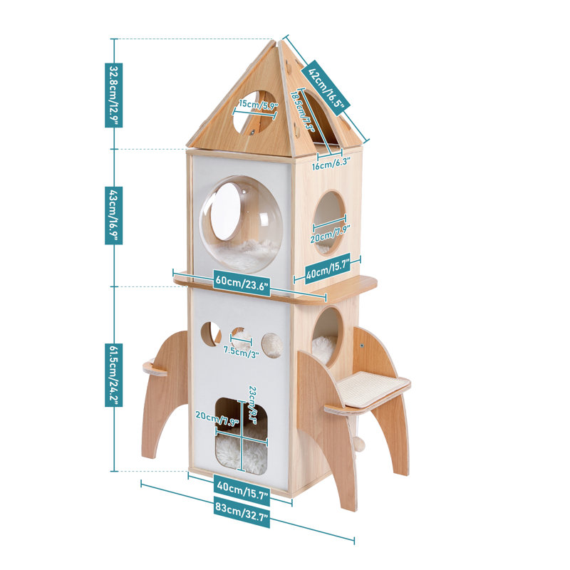 54'''' Rocket Multi-Level Cat Tree Space Ship Modern Cat Tower