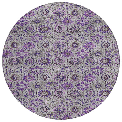 Machine Washable Indoor/Outdoor Xhevrie Purple Rug