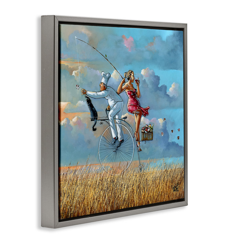 Cadre flottant avec vue charmante Lady & Chef, design par Ronald West, H 25 po x l 25 po, Cadre flottant gris lustré