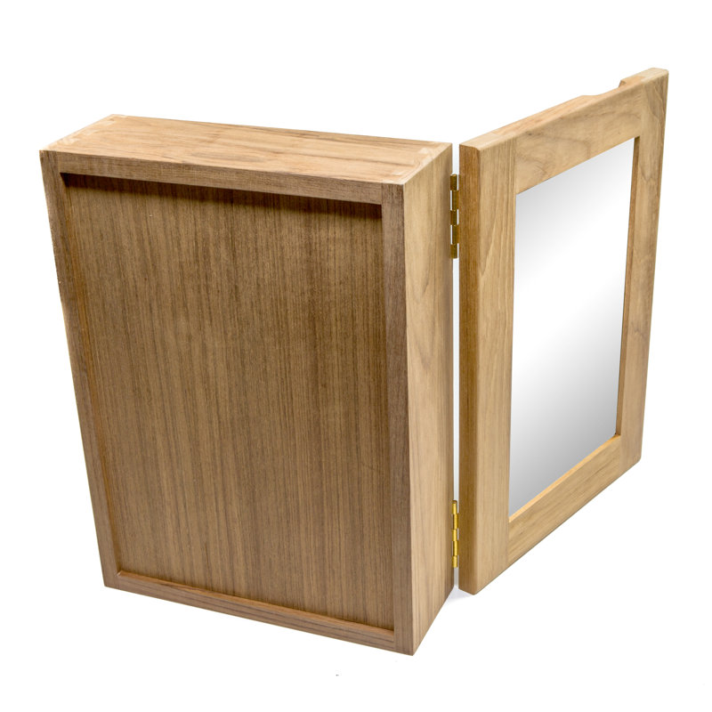 Teak 15'' H Medicine Cabinet with Mirror and Adjustable Shelves