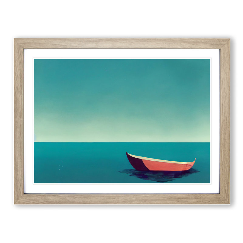 XH1022-6171X Modern Sailing Boat Vol.2 1 Piece Single Picture Frame Wall Art, 25cm H x 34cm W x 2cm D, Oak Framed
