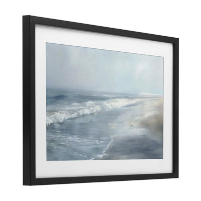 Foggy Faded Coastline Framed Print Under Glass, design by LSR Design Studio