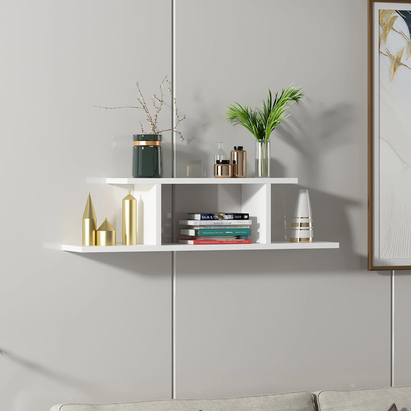 Concezia 2 Tiered Floating Wall Shelf, White