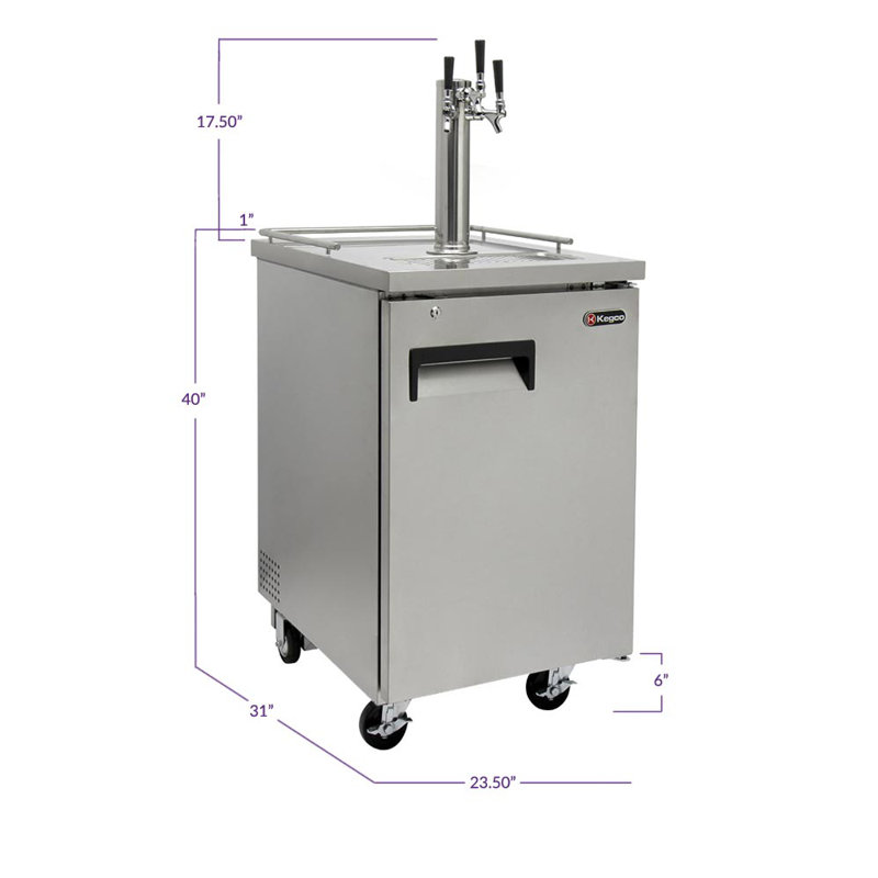 Kegco 8.2 Cubic Feet Triple Tap Freestanding Kegerator with Door Lock and, Stainless Steel