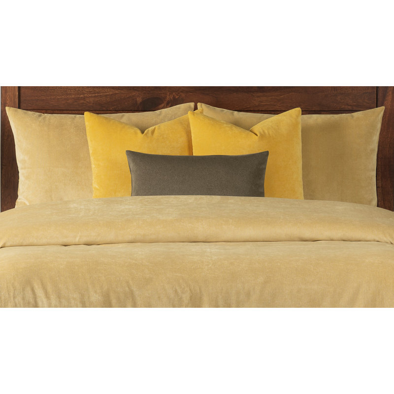 Padma Velvet Duvet Cover and Insert Set, King Duvet Cover/Insert, Old Gold