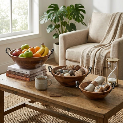 Bol décoratif en bois Jamilah - ensemble de 3