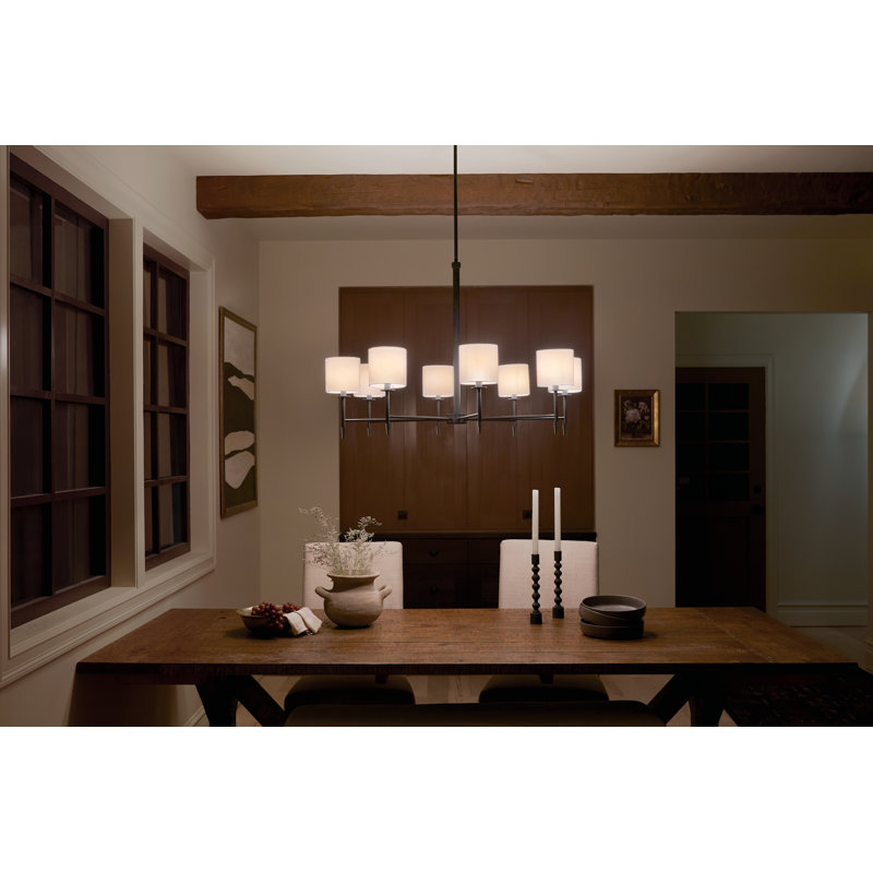 8 - Light Steel Dimmable Classic / Traditional Chandelier, Black