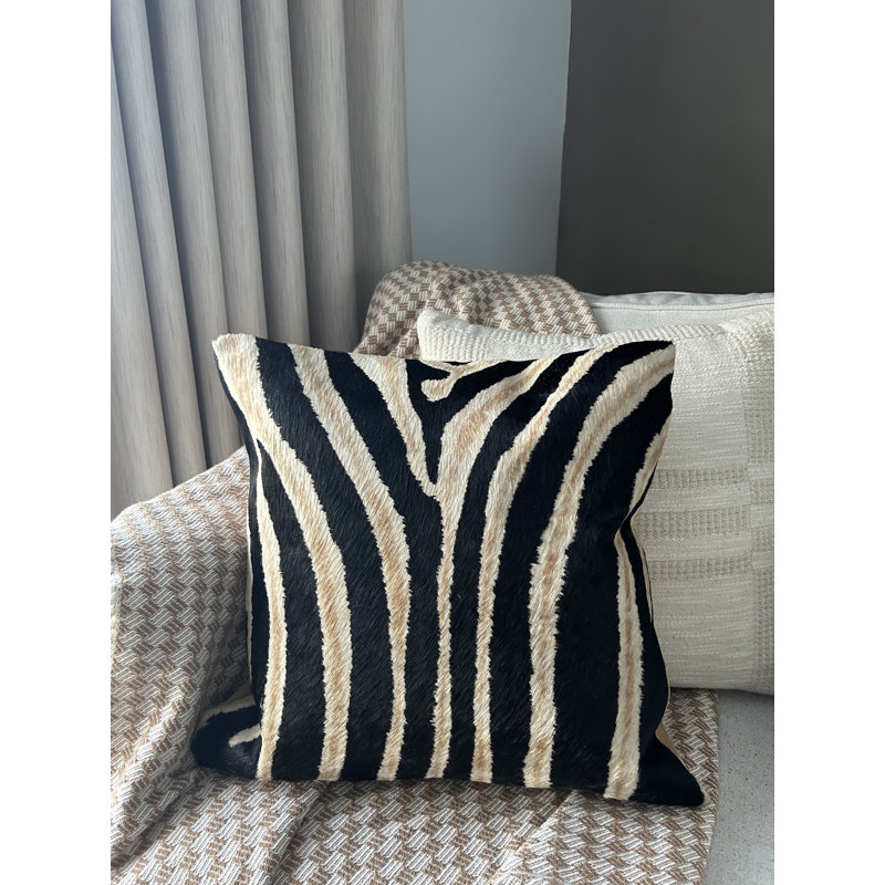 Split King Zebra Print Cowhide Pillow Case