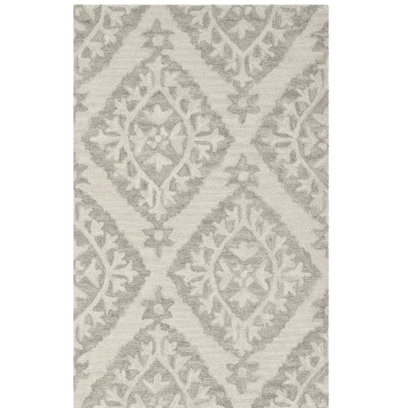 Tapis gris clair en laine touffeté à la main Anik, Rectangle 8 pi x 10 pi