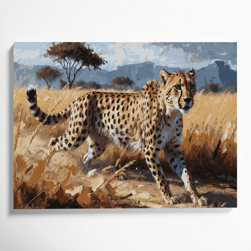 "Big Cats", art mural beige sur toile guépard de Tanzanie, H 12 po x l 18 po