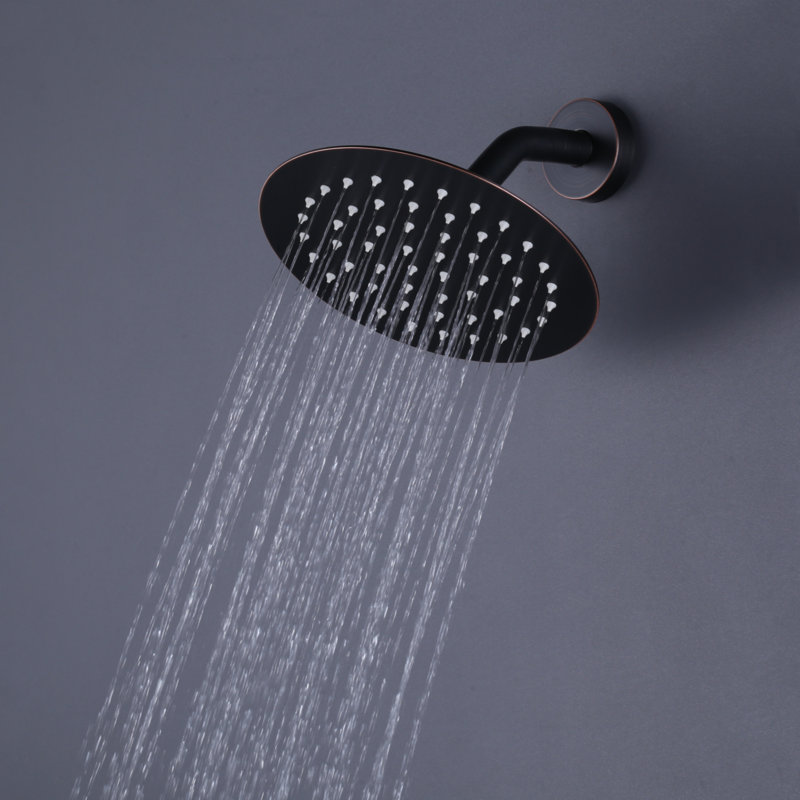 Wide Round Rain Shower Head For Bathroom With 1.8 GPM High-Pressure Swivel Rainfall Spray, Oil Rubbed Bronze