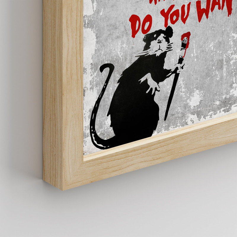 «Banksy out of Bed Rat» - impression de cadre photo simple, Naturel, H 10 po x l 8 po