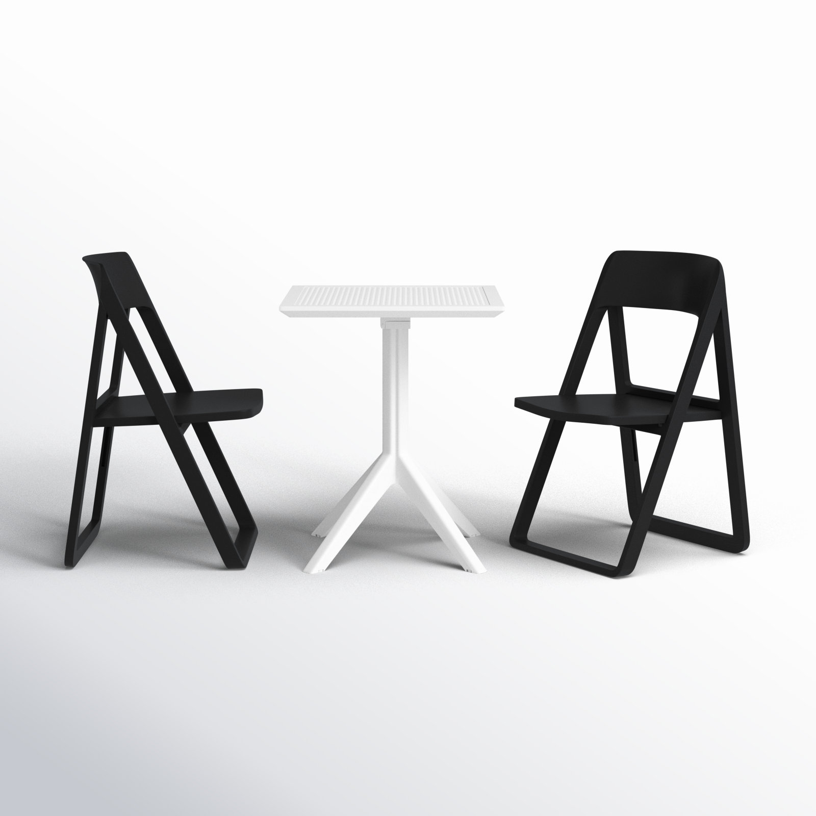 Farrah Square 2 - Person 23.6" Long Bistro Set, White/Black