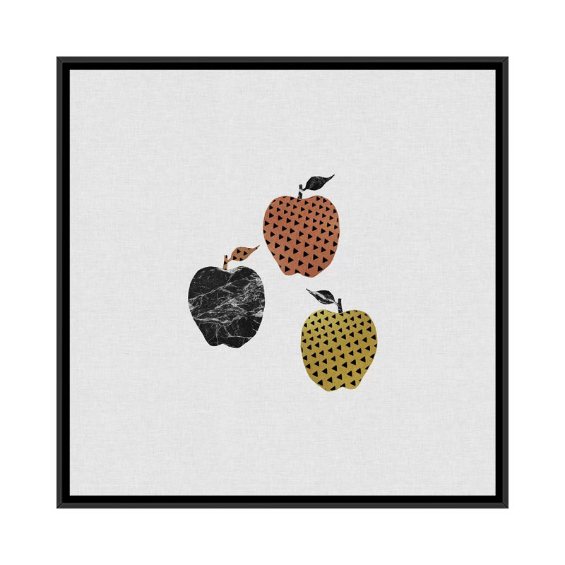 «Scandi Apples», impression sur toile, H 18 po x l 18 po x P 1,5 po, Toile encadrée noire, Pas de tapis