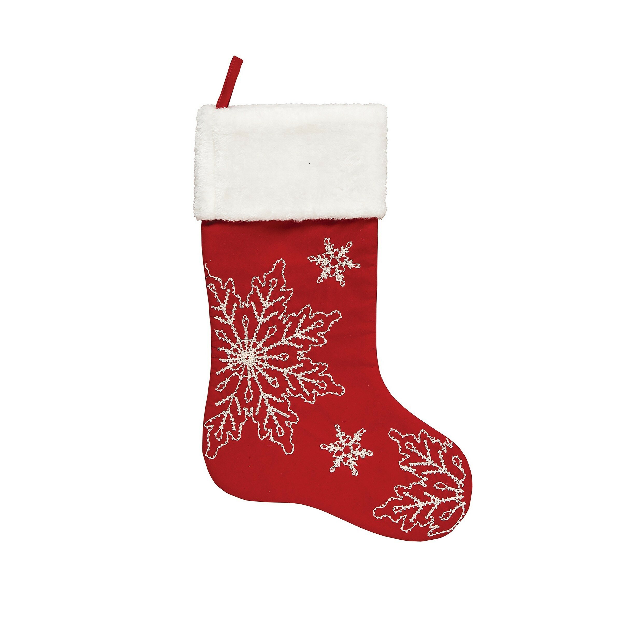Northlight 19 Red and Green Felt Christmas Stocking with Snowflakes