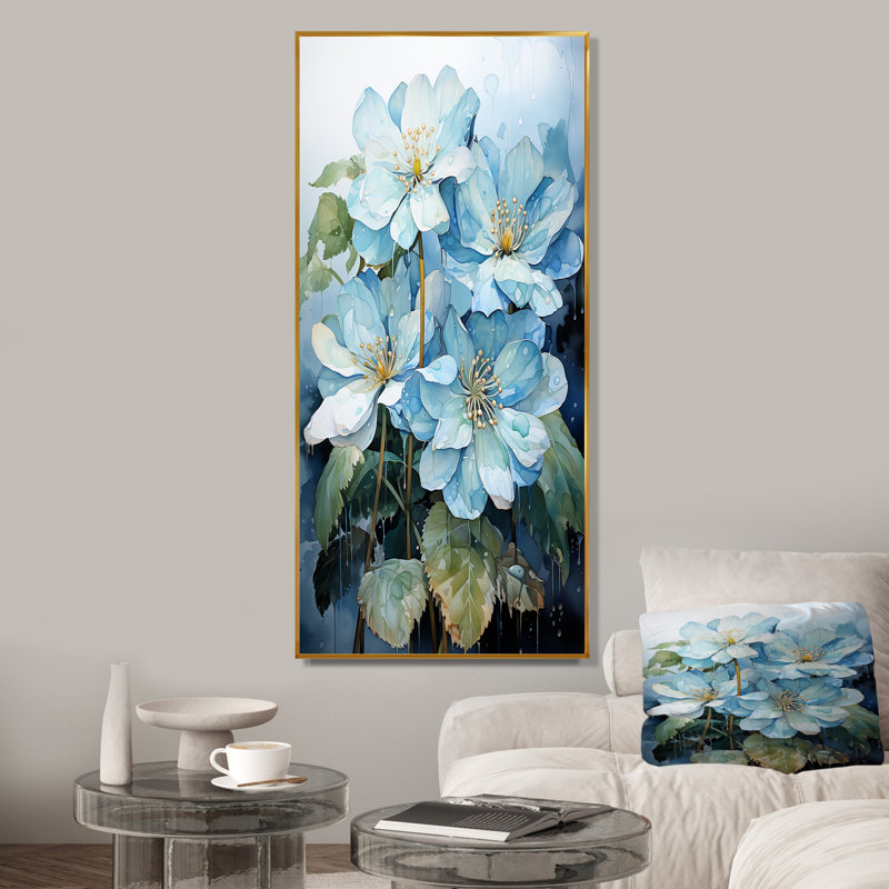 Floral majestueux, art mural jungle, Cadre flottant doré, H 60 po x l 28 po x P 1,5 po