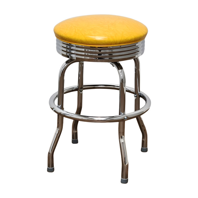 Tabouret de bar et de comptoir pivotant à un anneau Retro Home, Tabouret de comptoir (assise de 24 po de hauteur), Moutarde