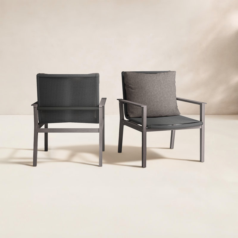 Chaise de patio avec coussins Nesta, Gris