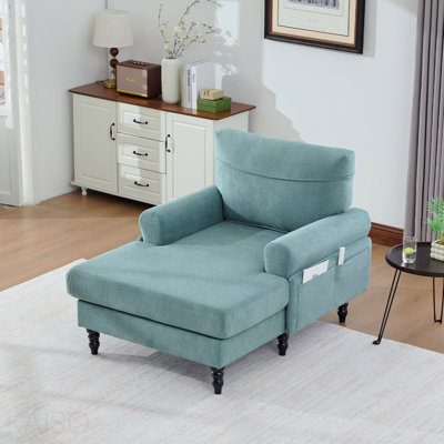 Canapé inclinable moderne en tissu de chenille moderne avec méridienne simple en bois avec dossier confortable et accoudoirs Poches latérales de rangement convenant au bureau