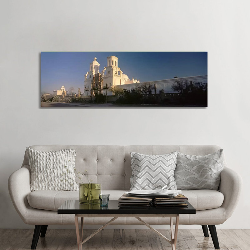 Low Angle View Of A Church, Mission San Xavier Del Bac, Tucson, Arizona, USA by Panoramic Images - Wrapped Canvas Panoramic Print