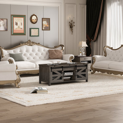 47.2"" Lift Top Coffee Table, 4 in 1 Farmhouse Coffee Tables for Dining Room, Living Room -  linor, CFZ-Z02
