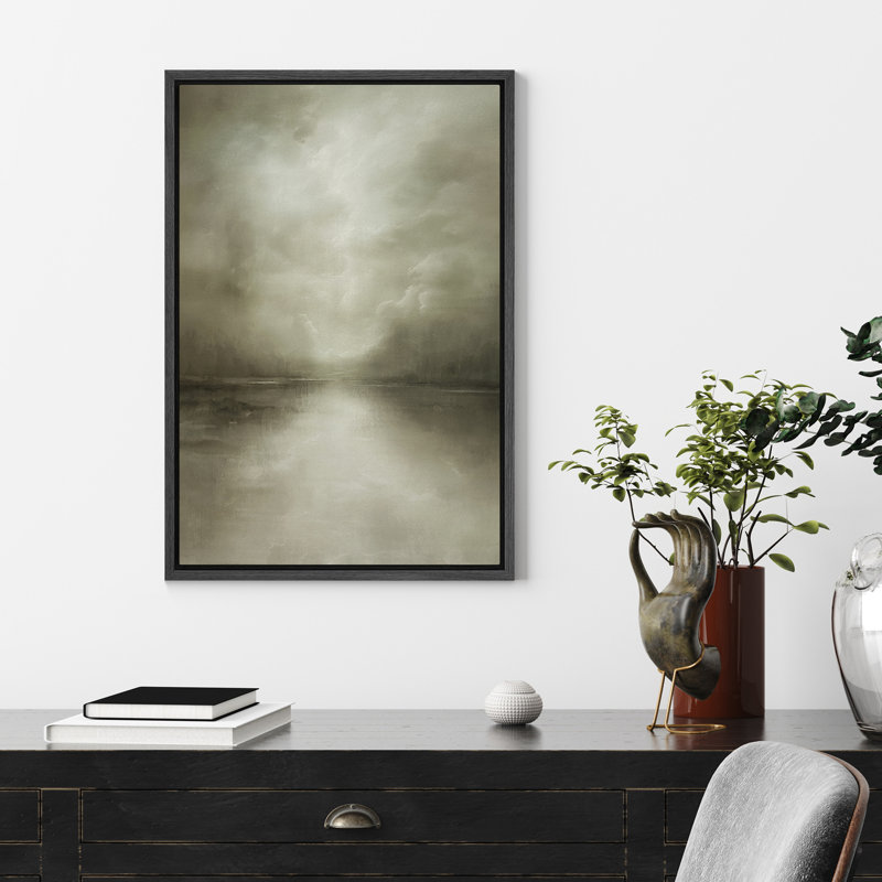 Reproduction d'art sur toile Heavenly Light Seascape, H 24 po x l 16 po, Reproduction encadrée sans passe-partout, Noir