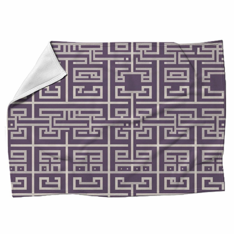 Machine Printed Throw Blanket, Geometric, Twin, Gray/Purple