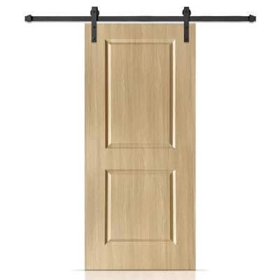 Porte de grange coulissante intérieure 2 panneaux en PVC