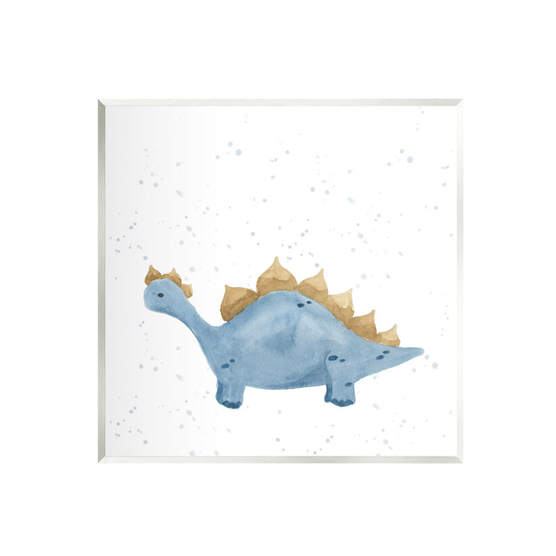 Dinosaure stégosaure bleu pastel - impression, H 12 po x l 12 po x P 1,5 po, Bois