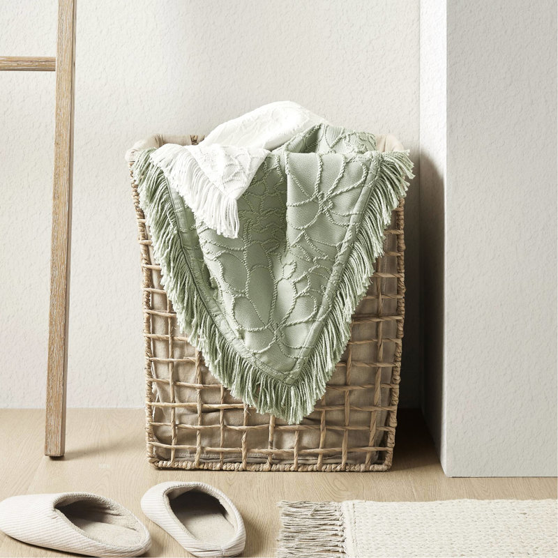 3 pièces, couvre-lit grand, motif floral, chenille avec bordure Shabby Chic, mélange de coton léger et respirant, grande couverture pour les nuits douillettes
