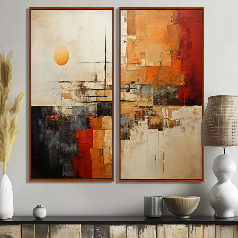 Essence amérindienne orange et beige - paysages abstraits, art mural surdimensionné, 20" H x 24" W, Framed Print without Mat