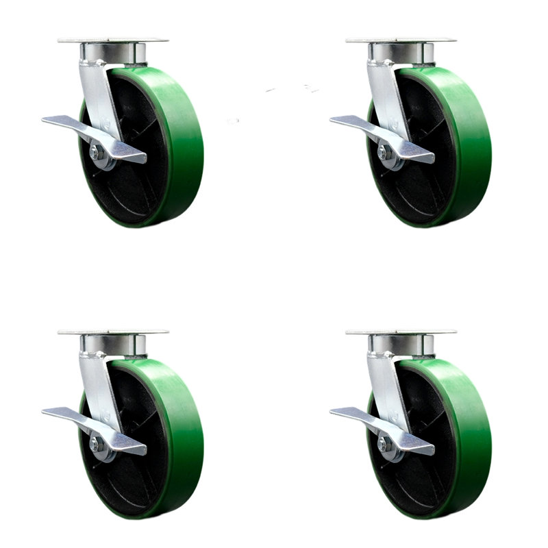 Poly on Steel Caster, Green