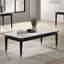 Ensemble de table 3 pièces de style contemporain 1 table basse 1 table de bout 2 x plateau en pierre frittée avec pieds fléchés argentés et finition noire et blanche (table incluse seulement)