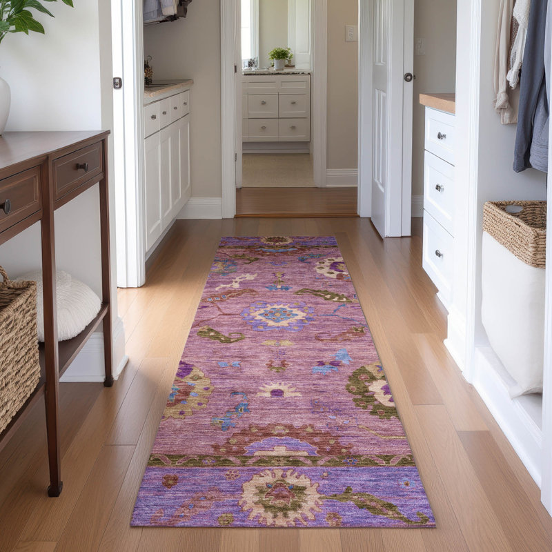 Tapis lavable à la machine de qualité supérieure Mayfield AMF2230, Tapis de couloir 2 pi 3 po x 7 pi 6 po, Rose