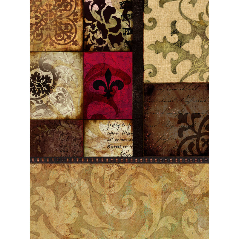 Fleur De Lis Patches Spice - reproduction d'art sur toile tendue, H 16 po x l 12 po