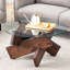 Table basse ronde en verre, table basse unique en verre trempé de 33,4 po avec pieds en bois aggloméré texturé couleur noyer.
