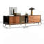 Meuble télé de rangement rétro luxueux en parquet brun et brun foncé, 220 cm (86,61 po).-1223014183