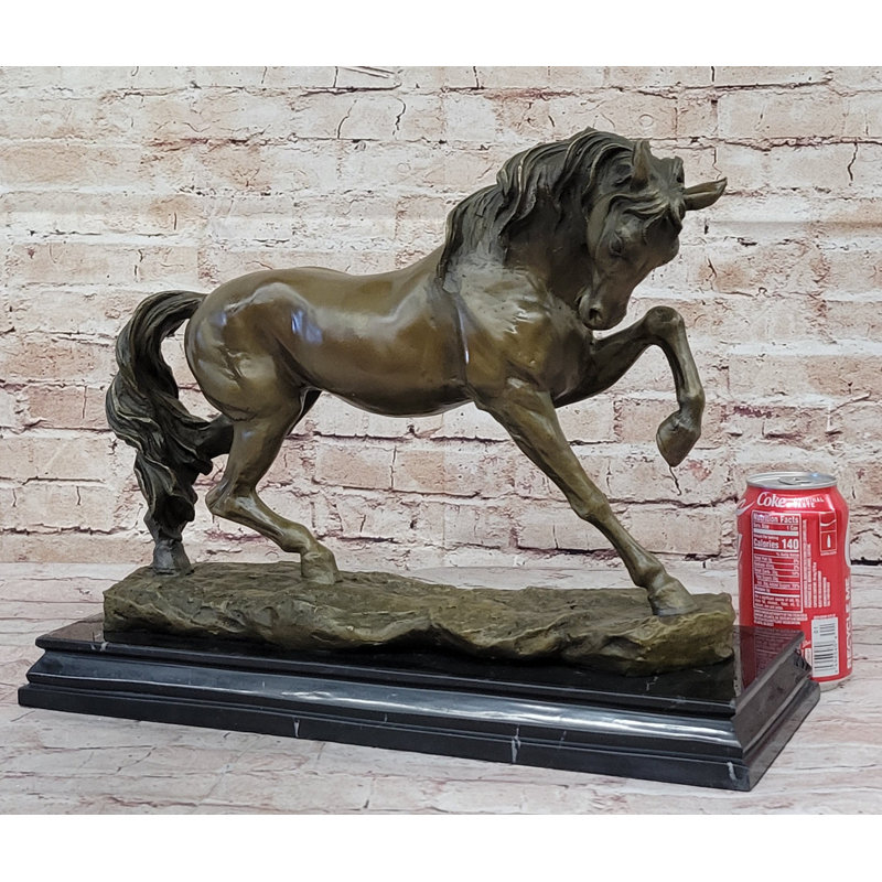 Thoroughbred Horse Show Dressage Stallion Mare Bronze Sculpture Statue Figure on Marble Base